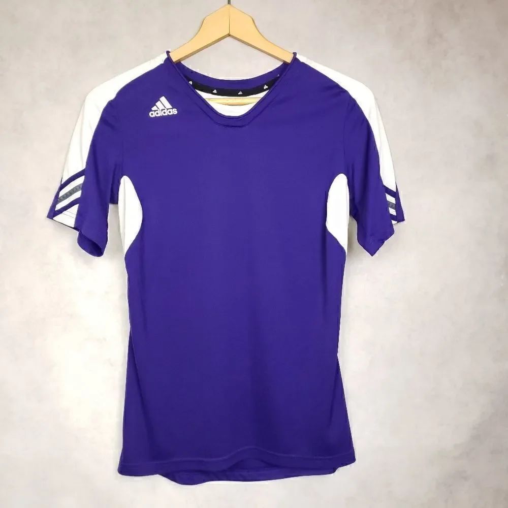 Adidas climacool purple white fitted sport shirt M
